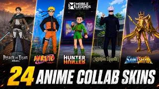 Thumbnail: ALL 24 ANIME COLLAB SKINS IN MOBILE LEGENDS 2026 | MOBILE LEGENDS
