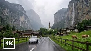 Thumbnail: Driving in BAD Weather 🌧️ | Swiss Alps Rain & Waterfalls / 4K 60fps Real Sound