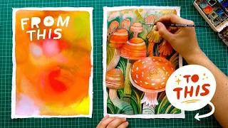 Thumbnail: How to paint this mushroom forest scene ✦ negative space technique