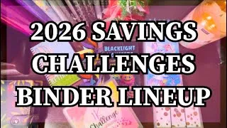 Thumbnail: Savings Challenges Binder LINEUP 2026 #savingmoney #budgeting #cashstuffing #savings #retirement