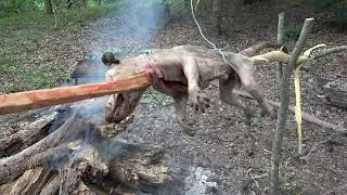Thumbnail: Trap, Eat, Cook - Using 'Strange Singe Cooking Spit Roast Technique,' Cactus - ASMR (Silent)