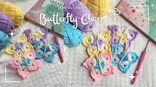 Thumbnail: How to Crochet a Butterfly Charm 🦋✨ | Beginner-Friendly Crochet Keychain Tutorial | DIY Charm