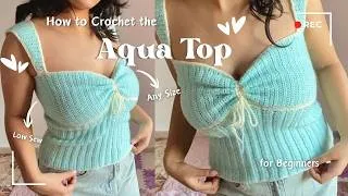 Thumbnail: How to Crochet the Aqua Top 🩵✨ | Any Size & Low Sew | Perfect Beginner Crochet Top for Summer