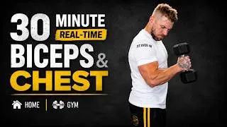 Thumbnail: Build a Bigger Chest & Biceps | 30 Minute Dumbbell Workout