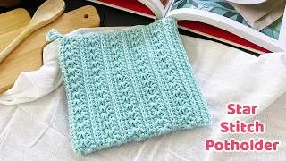 Thumbnail: How to Crochet a Star Stitch Potholder - Written in the Stars Potholder - PGCAL2024