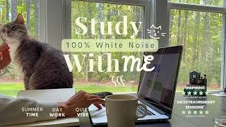 Thumbnail: 2-HOUR STUDY WITH ME 😽 / Whitenoise Summer Sounds / ADHD Relief & Deep Focus 📚 / Pomodoro 30-5