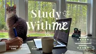 Thumbnail: 2-HOUR STUDY WITH ME 😽 / Summer Study Focus ADHD & Deep Work 📚 / Calm Piano LOFI Pomodoro 30-5