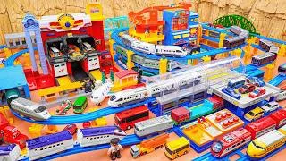 Thumbnail: Plarail Shinkansen ☆ Construction Big Urban Elevator Garage, Transform Fire Station & Control Center