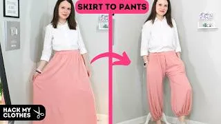 Thumbnail: The  EASIEST way of turning a SKIRT into PANTS! (Hack My Clothes)