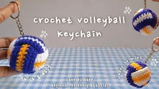Thumbnail: Crochet volleyball keychain tutorial | 30 min crochet | Easy beginner friendly step by step guide