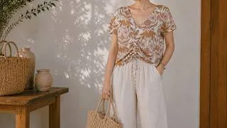 Thumbnail: DIY V-Neck Linen Top with Ruched Drawstring Front