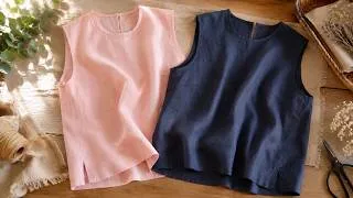 Thumbnail: DIY loose sleeveless linen top with side slits