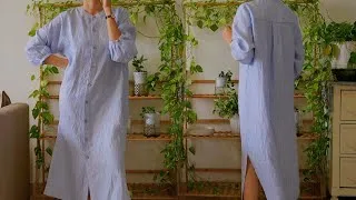 Thumbnail: DIY Retro Women Loose Blouse Linen Dress