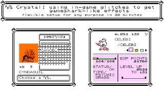 Thumbnail: Pokémon Crystal: Using arbitrary code execution glitches to quickly set up a powerful cheat engine