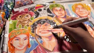 Thumbnail: ⋆˚꩜｡ draw the straw hats with me, ohuhu markers