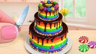 Thumbnail: How to Make Rainbow KitKat Cake - Satisfying Mini Dessert DIY | Tiny Burger Cheese ASMR