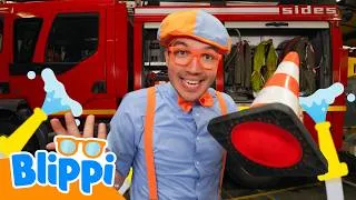Thumbnail: Blippi at the Fire Station 🚒 Dance & Move for Kids | Blippi | Tiny Dance Club