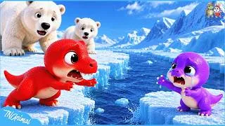 Thumbnail: T-Rex Bebé y su Hermanita🦖 ¡SE PERDIDOS en el ÁRTICO! 🧊🐻‍❄️Cortometraje Animación de Dinosaurios