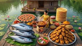 Thumbnail: Miniature Doll Cooking Massive BIG TUNA FISH ASMR 🐟🌊| Floating Hut Tiny Kitchen Recipe
