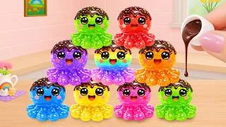 Thumbnail: Amazing Mini Rainbow Jelly ✨ Rainbow Octupus Chocolate Jelly Dessert Recipe 🌈 Tiny Joy Bakes