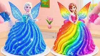Thumbnail: Amazing Mini Princess Cake ✨ Fondant Glitter Princess Cake 🌈  Rainbow Cake ASMR 💗 Tiny Joy Bakes