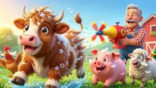 Thumbnail: Old MacDonald & the Dryer 🌬️🐄 | Drying Farm Animals After Bath | Animal Sounds Song for Kids (3D)