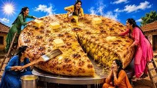Thumbnail: 😱 5 Village Sisters Made a 30-Foot Giant Aloo Paratha! 🥔🔥 #villagelife #aloo 