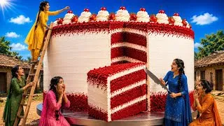 Thumbnail: 30 Feet Giant Red Velvet Cake by 5 Village Girls | Whole Village Feast #village #villagelife 
