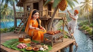 Thumbnail: Miniature Doll Cooking Honey Roasted Meat & Bamboo Shoot Ginger Curry🍯🍖| Tiny Indian Kitchen ASMR