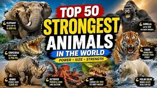 Thumbnail: Top 50 Strongest Animals in the World 💪 | Amazing Powerful Animals for Kids | Learn Animal Facts