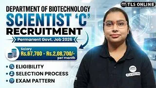 Thumbnail: Department of Biotechnology Scientist 'C' Recruitment |Govt. Job 2026| Salary-Rs.67,700- Rs.208700-/