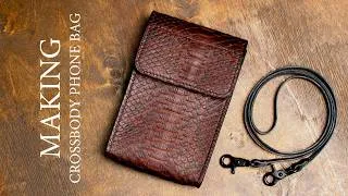 Thumbnail: Making leather crossbody phone bag. Leathercraft tutorial for beginner.
