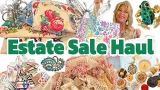 Thumbnail: Estate and Garage Sale Haul Vintage Lace Fabric Jewelry Buttons Patches and More!