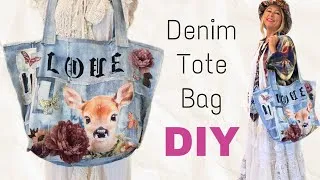 Thumbnail: TUTORIAL How To Make and Decorate a BEAUTIFUL Denim Tote Bag
