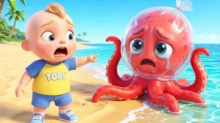 Thumbnail: Don't Throw Trash in the Sea | Help Sea Animals & Keep the Ocean Clean | Toby Nursery Rhymes