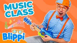 Thumbnail: Blippi Learns to Play Music! 🎸 Blippi Learns | Music For Kids | Toddler Learning Videos