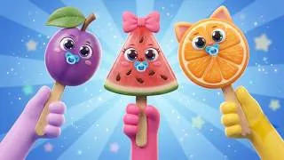 Thumbnail: Yummy Fruit on a Stick! 🍓🍌 Healthy Fruits & Veggies Song | Toddler Zoo Yay!