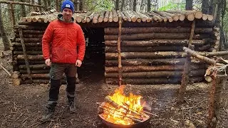Thumbnail: 2 months of building a log cabin survival shelter (Building, camping and repairing)
