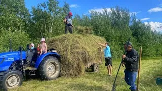 Thumbnail: The Tough but Happy Life of a Large Family in the Village 🏡 Collecting Hay, Picking Cucumbers 🥒