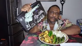 Thumbnail: A plate full of chicken and veggies with a bunch of grilled peppers and onions. Look at what I got.