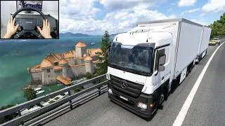Thumbnail: Mercedes Actros w/ drawbar trailer - scenic drive | Euro Truck Simulator 2 | Steering wheel gameplay