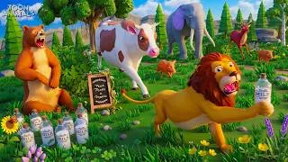 Thumbnail: Epic Milk Bottle Chase! Lion's Milk Bottle Heist | Bear and Animals Hilarious Moments