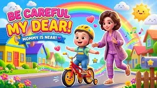 Thumbnail: Be Careful My Dear! 🚲 | Mommy is Near! Safety Song for Kids | Toony Moon Rhymes