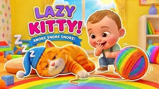 Thumbnail: Lazy Kitty! 😺 | Snore Snore Snore! Funny Cat Song for Kids | Toony Moon Rhymes