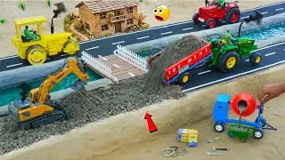 Thumbnail: DIY Mini Tractor with Road Roller & Excavator | Concrete Road Construction Project | @topminigear