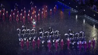 Thumbnail: Basel Tattoo | Heavy Rain Performance – Flings & Things Highland Dancers x Top Secret Drum Corps