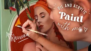 Thumbnail: Oil & Acrylic Painting Process | Paint with Me *Art Nouveau Style*
