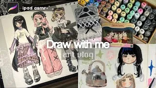Thumbnail: draw with me ★ my OCs wearing my merch | ipad procreate + arrtx markers & sylvanian families