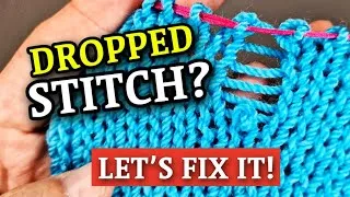 Thumbnail: Fixing Dropped Stitches in KNOOKING (Garter Stitch & Stockinette) | Left-handed Tutorial