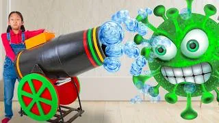 Thumbnail: Andrea Fights Germs With a Giant Cleaning Cannon!